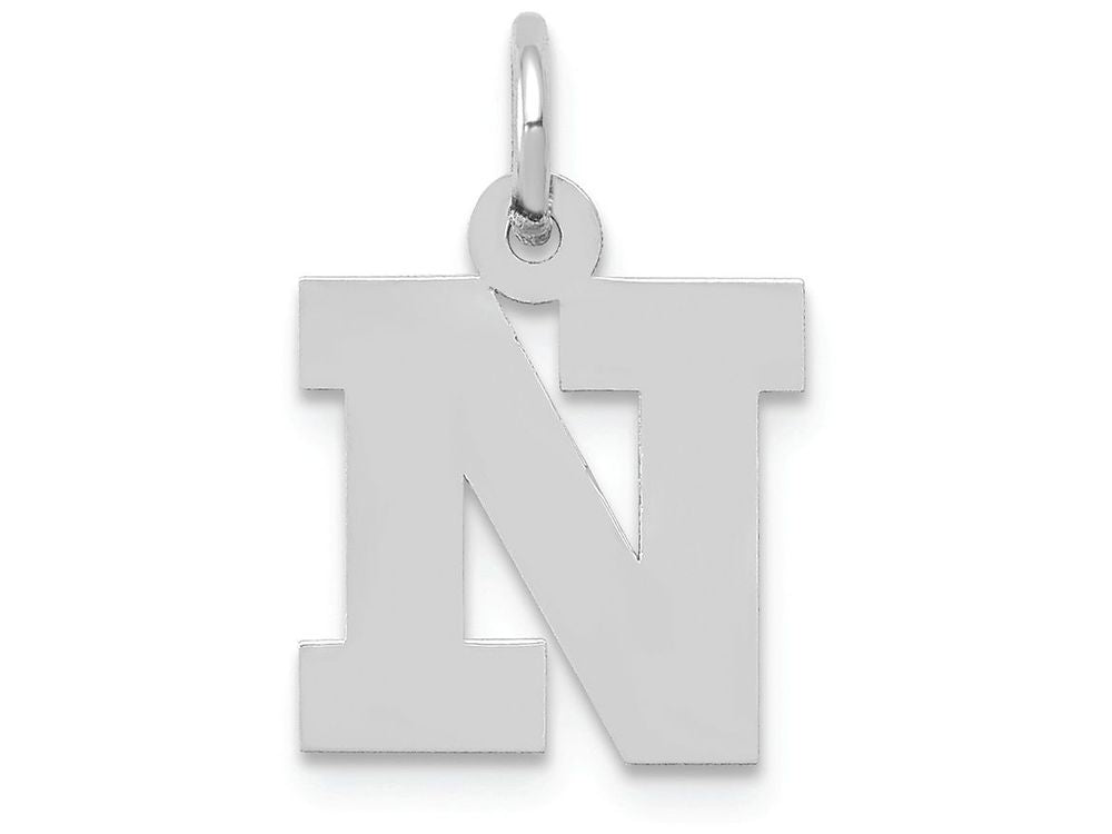 FJC Finejewelers 14k White Gold Small Block Initial N Charm