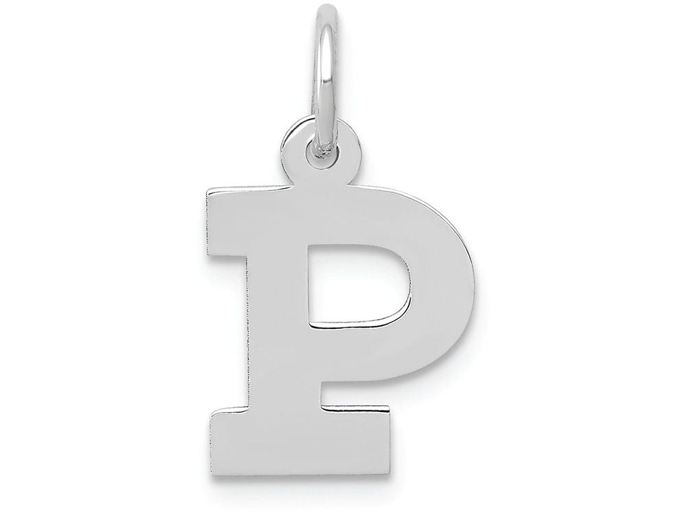 FJC Finejewelers 14k White Gold Small Block Initial P Charm