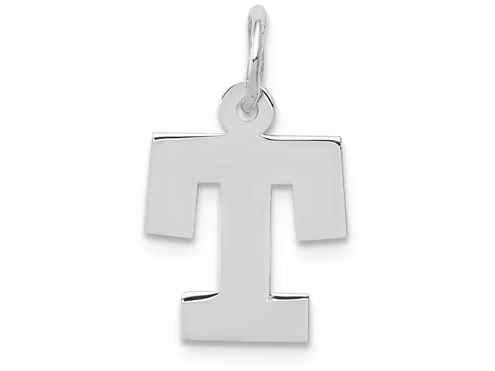 FJC Finejewelers 14k White Gold Small Block Initial T Charm