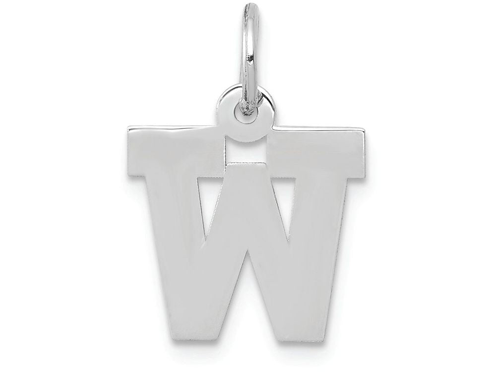 FJC Finejewelers 14k White Gold Small Block Initial W Charm