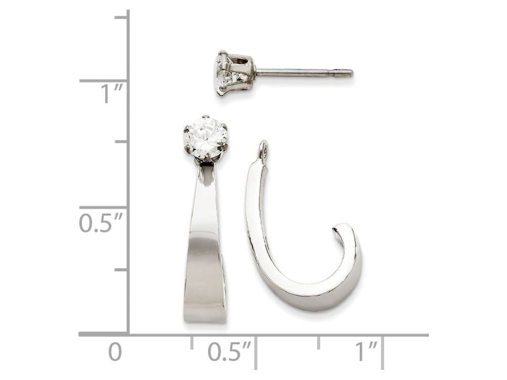 FJC Finejewelers 14k White Gold J Hoop W/cz Earring Jackets