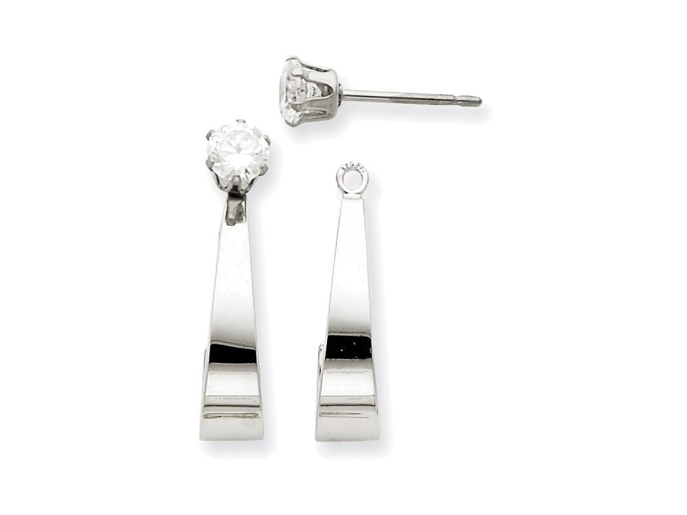 FJC Finejewelers 14k White Gold J Hoop W/cz Earring Jackets