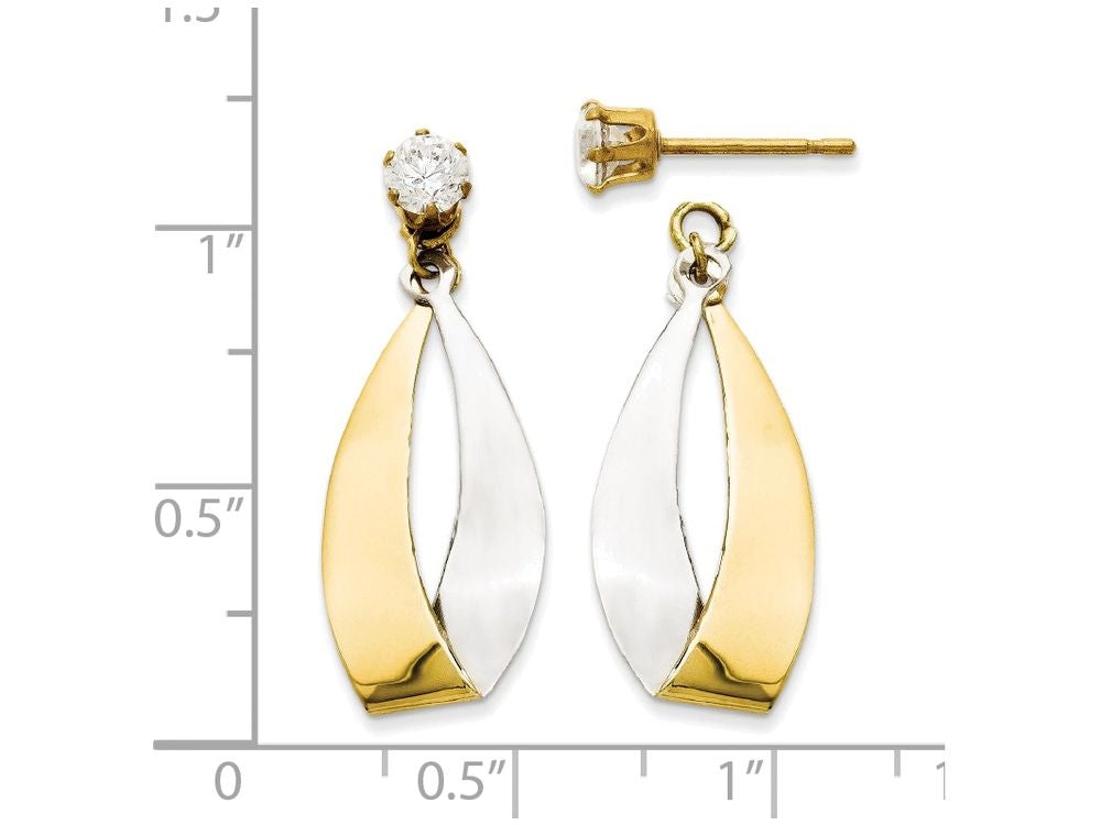 FJC Finejewelers Oval Dangle Jacket with Rodium And CZ Earrings