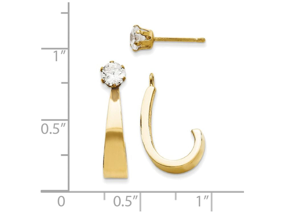 FJC Finejewelers 14k Yellow Gold J Hoop With CZ Stud Earring Jackets