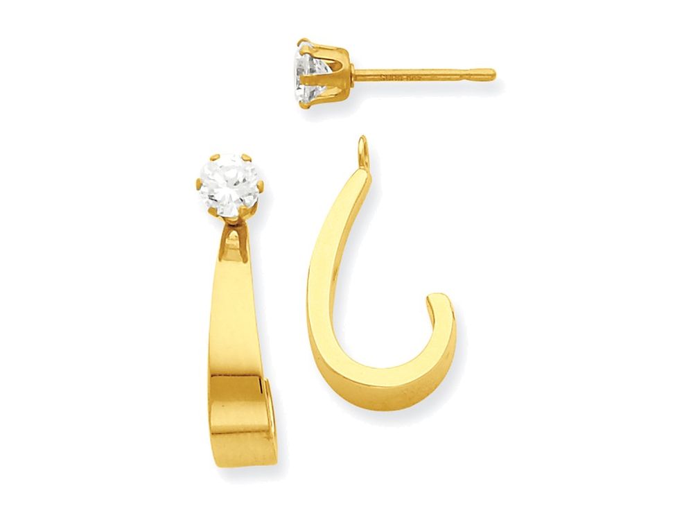 FJC Finejewelers 14k Yellow Gold J Hoop With CZ Stud Earring Jackets