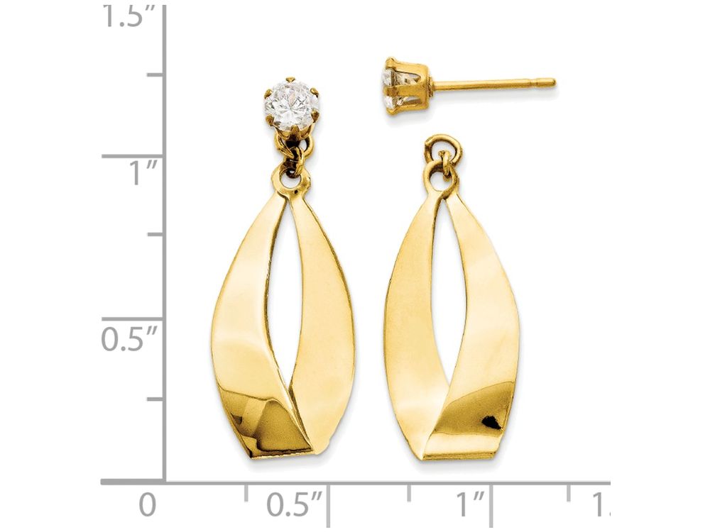 FJC Finejewelers 14k Yellow Gold Polished Oval Dangle With CZ Stud Earring Jackets