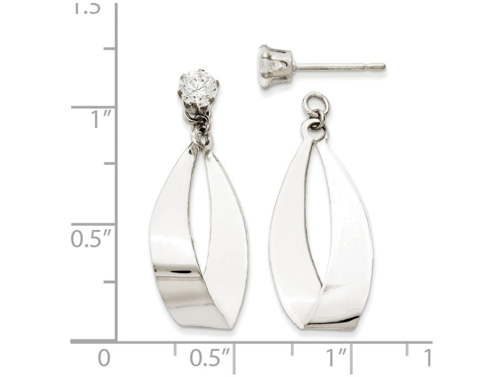 FJC Finejewelers 14k White Gold Polished Oval Dangle With CZ Stud Earring Jackets