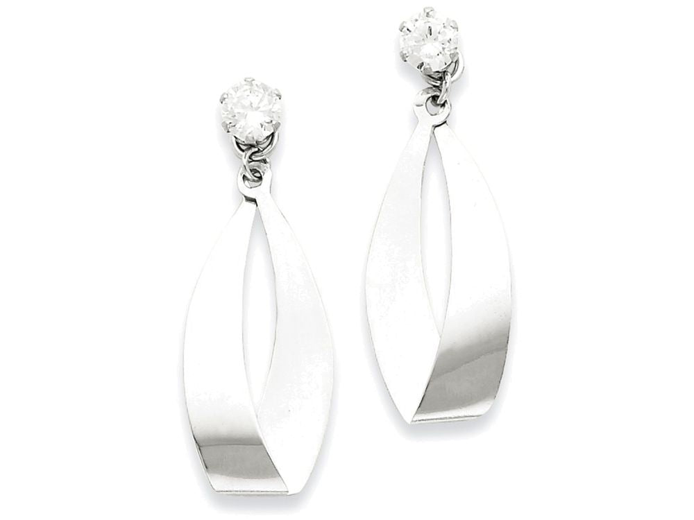 FJC Finejewelers 14k White Gold Polished Oval Dangle With CZ Stud Earring Jackets