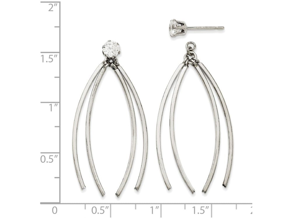 FJC Finejewelers 14k White Gold Curved Dangles With CZ Stud Earring Jackets