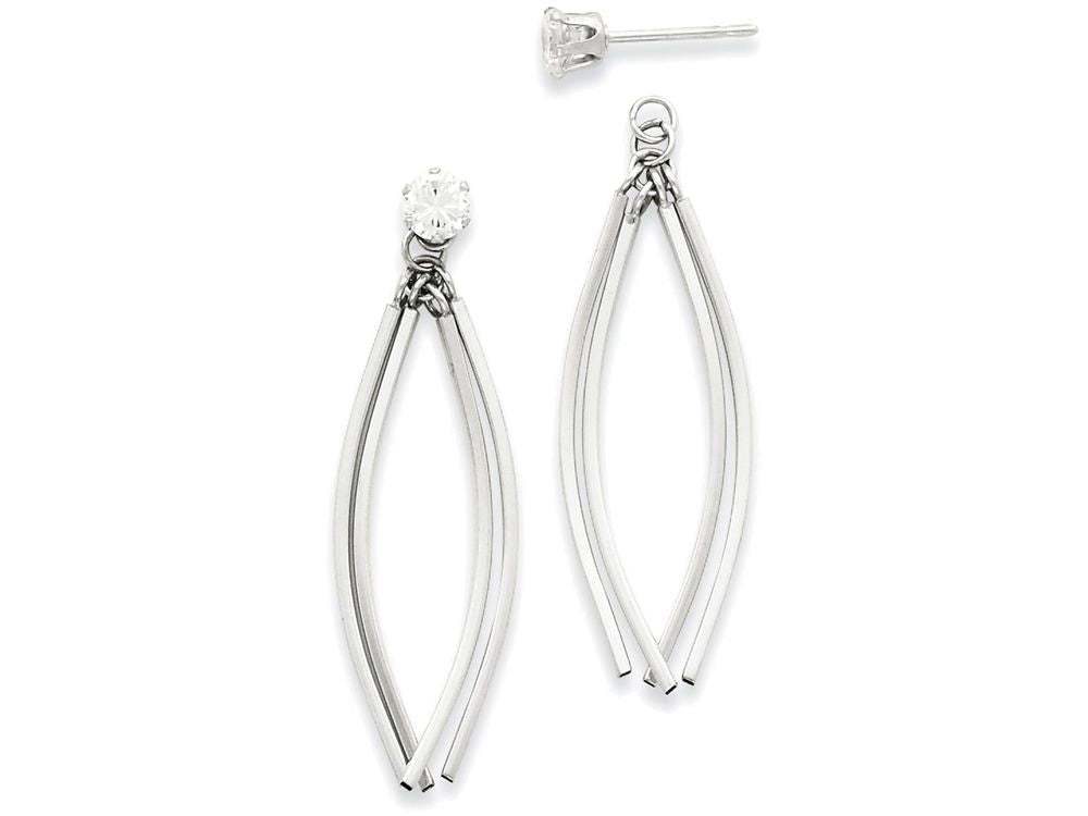 FJC Finejewelers 14k White Gold Curved Dangles With CZ Stud Earring Jackets