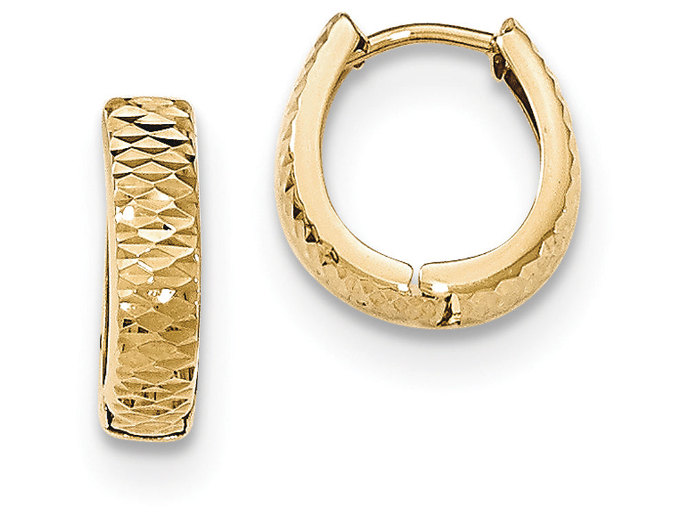 FJC Finejewelers 14k Gold Textured And Polished Hinged Hoop Earrings