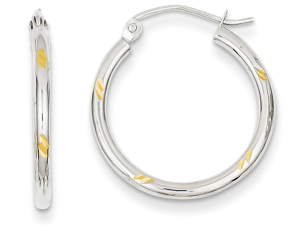 FJC Finejewelers 14k White Gold and Rhodium Hoop Earrings