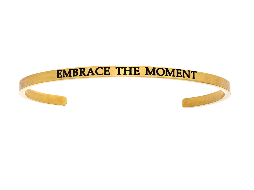 Intuitions Stainless Steel Yellow Finish embrace The Moment Cuff Bangle