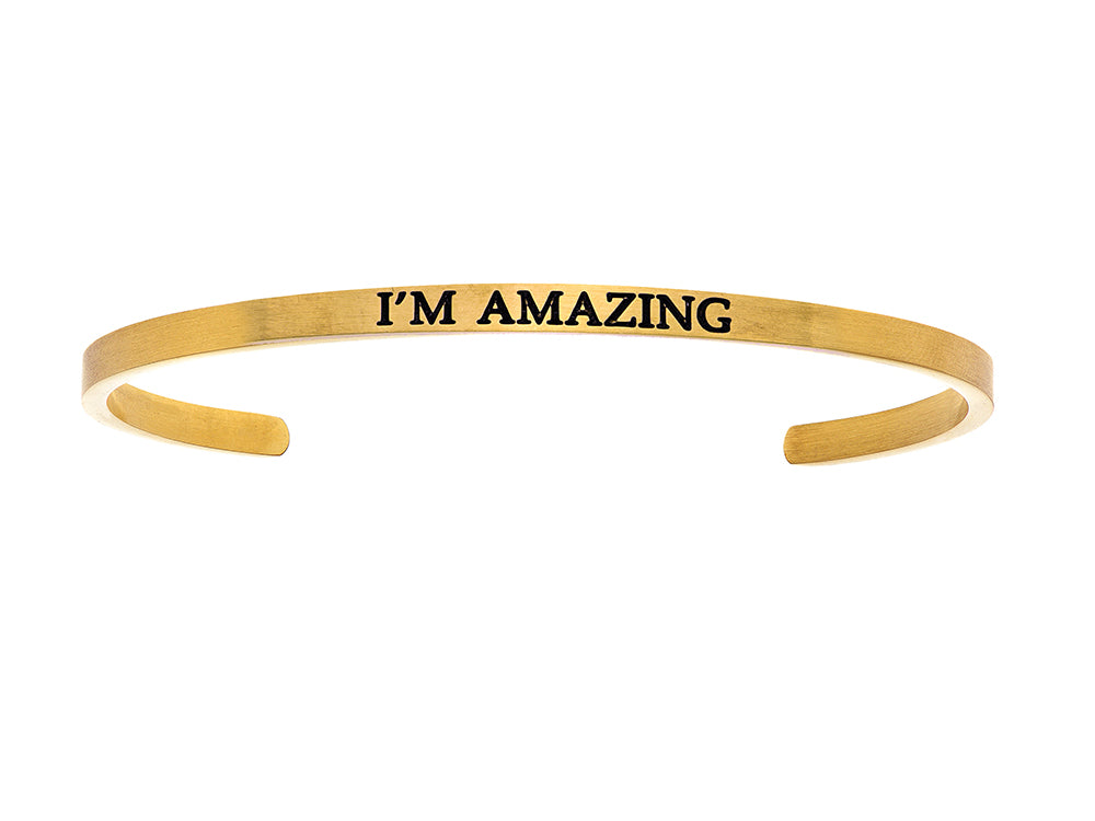 Intuitions Stainless Steel Yellow Finish i'm Amazing Cuff Bangle