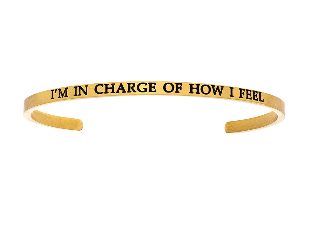 Intuitions Stainless Steel Yellow Finish i'm In Charge Of How I Feel Cuff Bangle