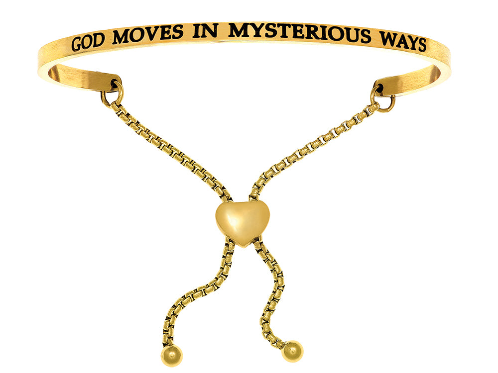 Intuitions Stainless Steel Yellow Finish god Moves In Mysterious Ways Adjustable Friendship Bracelet
