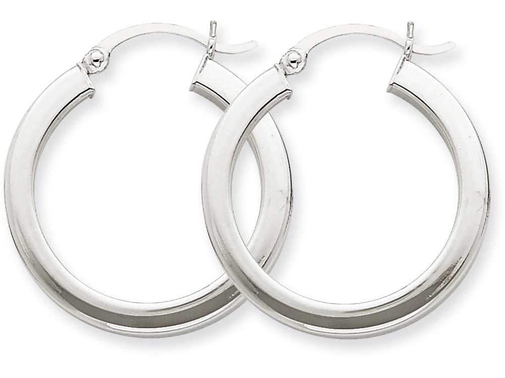FJC Finejewelers 14k White Gold 3mm Polished Square Tube Hoop Earrings