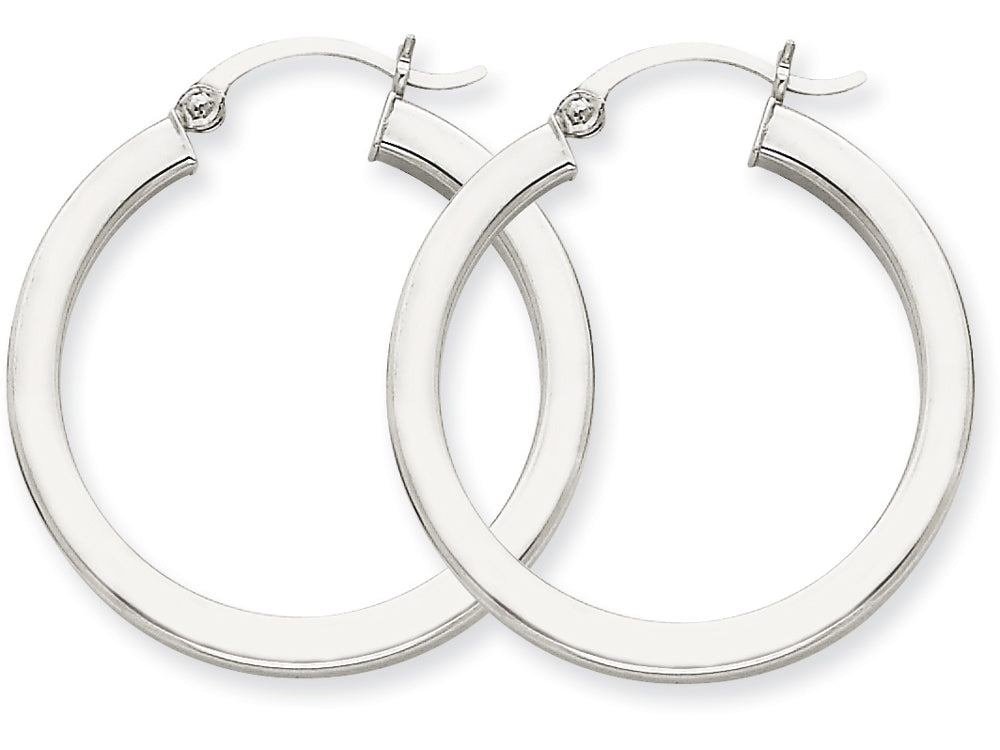 FJC Finejewelers 14k White Gold 3mm Polished Square Tube Hoop Earrings