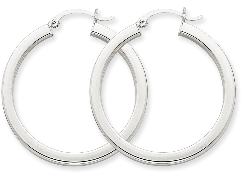 FJC Finejewelers 14k White Gold 3mm Polished Square Tube Hoop Earrings