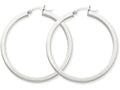 FJC Finejewelers 14k White Gold 3mm Polished Square Tube Hoop Earrings
