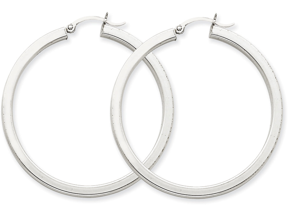 FJC Finejewelers 14k White Gold 3mm Polished Square Tube Hoop Earrings