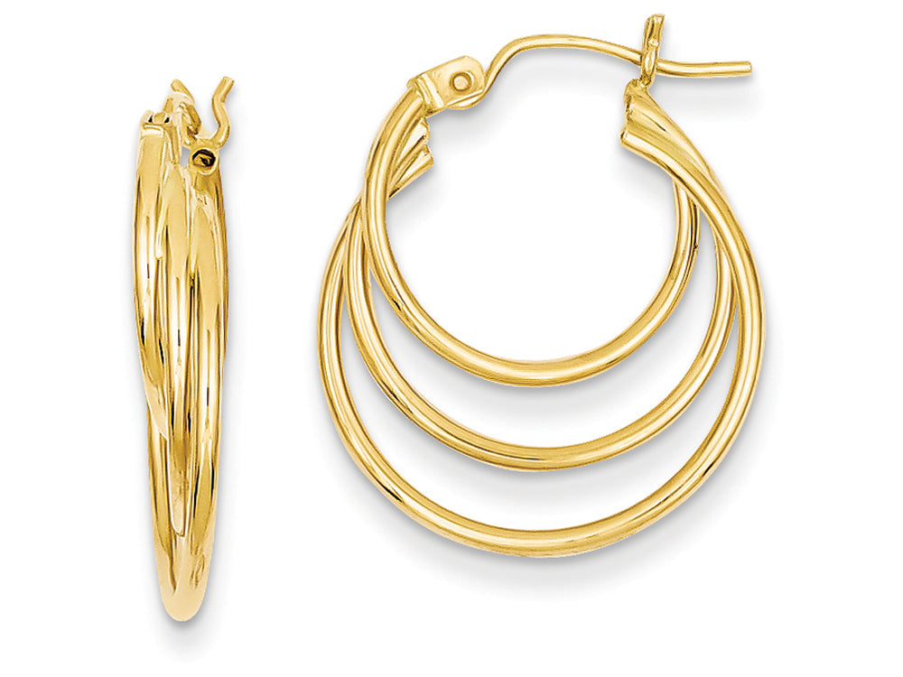 FJC Finejewelers 14k Yellow Gold Triple Hoop Earrings