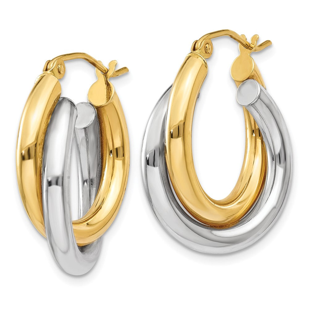 FJC Finejewelers 14 kt Two Tone Gold Polished Double Tube Hoop Earrings