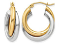 FJC Finejewelers 14 kt Two Tone Gold Polished Double Tube Hoop Earrings