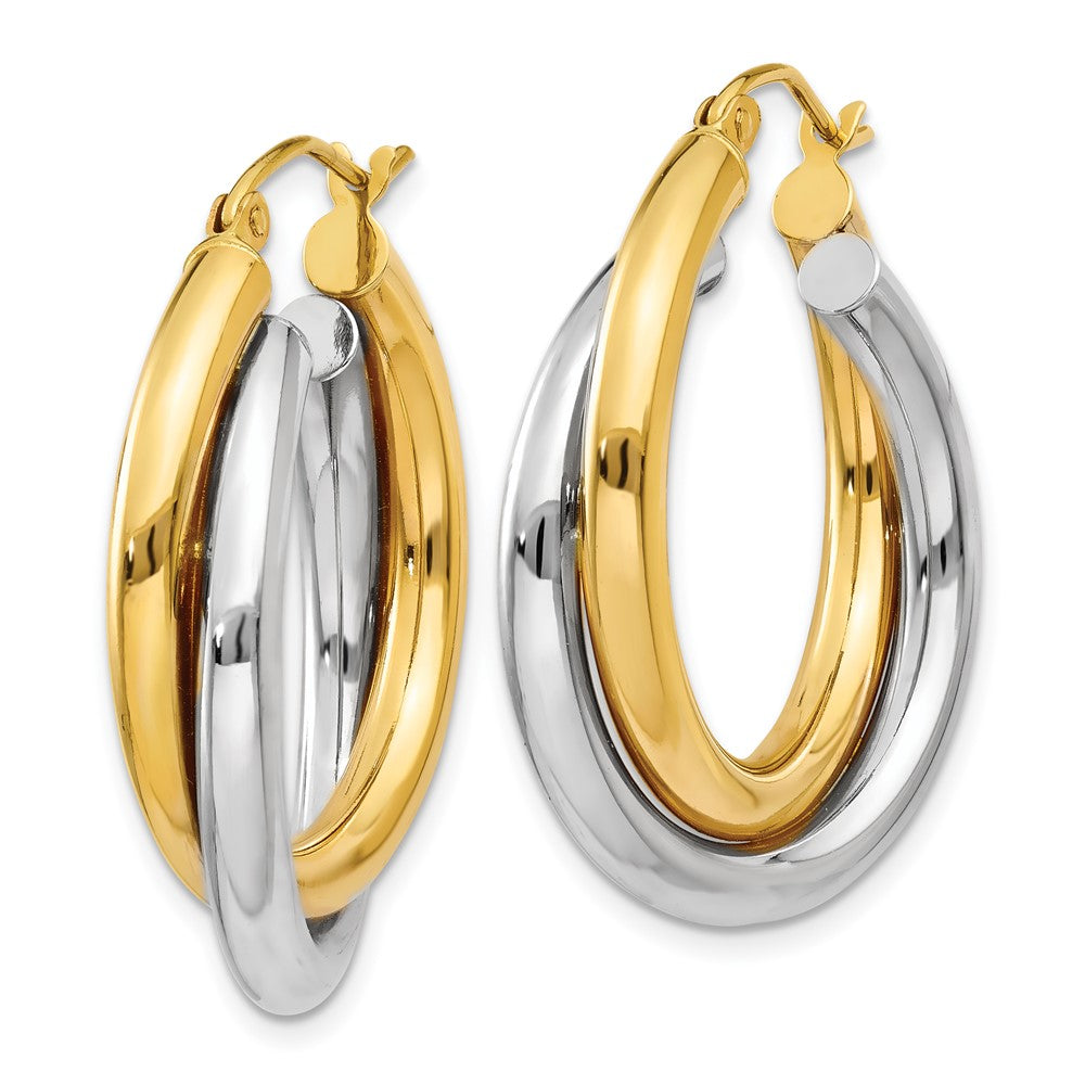 FJC Finejewelers 14 kt Two Tone Gold Double Hoop Earrings