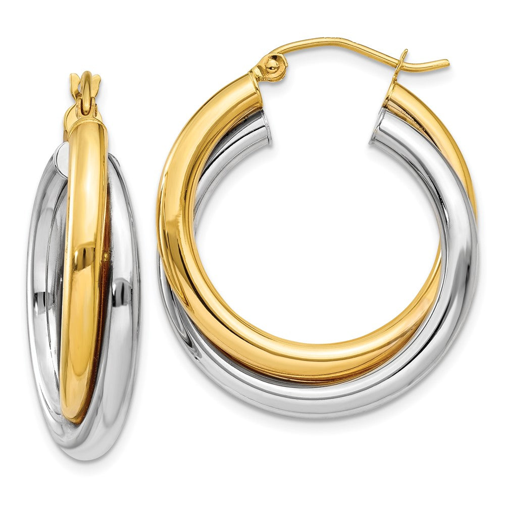 FJC Finejewelers 14 kt Two Tone Gold Double Hoop Earrings