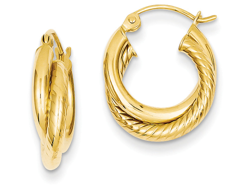 FJC Finejewelers 14k Yellow Gold Polished and Twisted Double Hoop Earrings