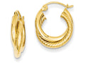 FJC Finejewelers 14k Yellow Gold Polished and Twisted Double Hoop Earrings
